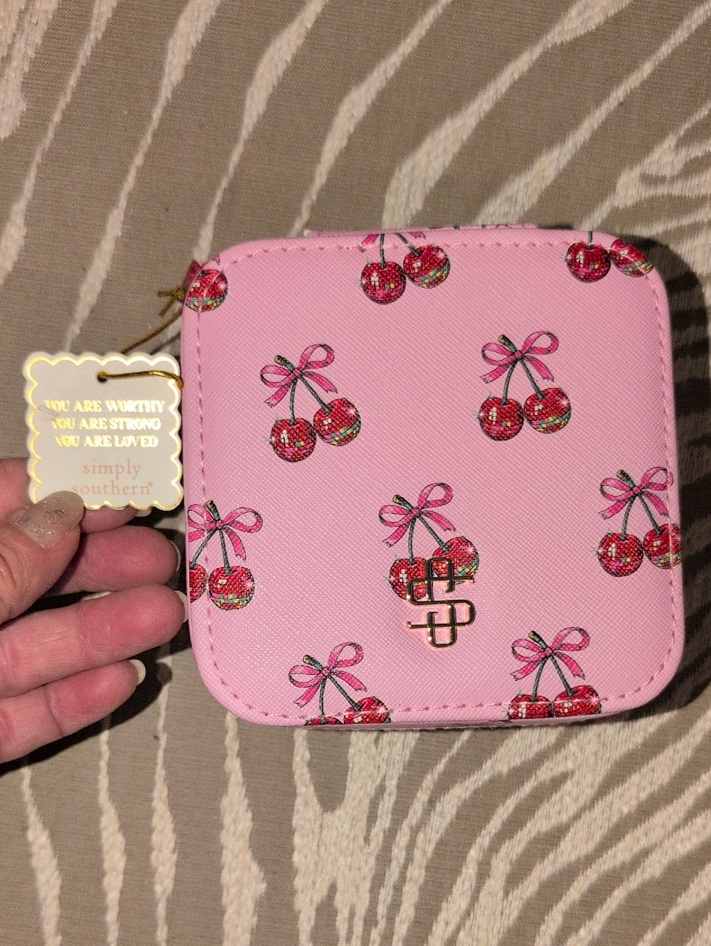 Simply Southern Pink Cherry Zip Jewelry Travel Case - NWT